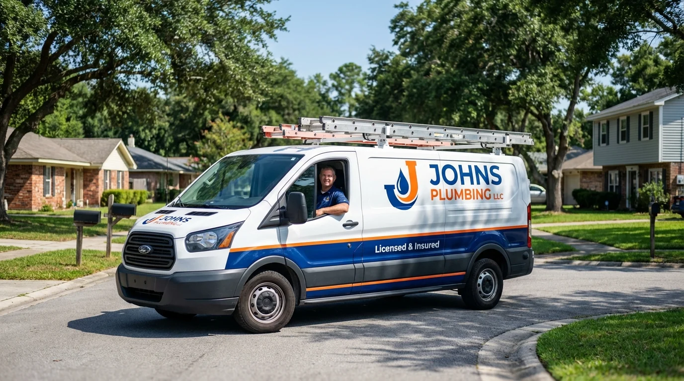 Johns Plumbing LLC service van in Starksboro, VT
